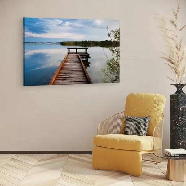 Multicolor_Wooden_Pier_On_Big_Lake,_Wooden_Framed_Canvas_Paintings_|_For_Home_Decor_|_Bedroom,_Living_Room,Wall_Decoration_|_Wall_Art_Painting,_Ct0658,_Size_16_X_24_In