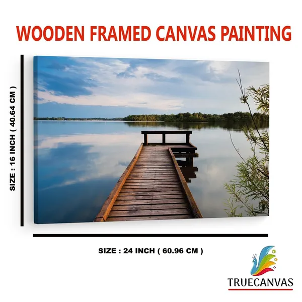 Multicolor_Wooden_Pier_On_Big_Lake,_Wooden_Framed_Canvas_Paintings_|_For_Home_Decor_|_Bedroom,_Living_Room,Wall_Decoration_|_Wall_Art_Painting,_Ct0658,_Size_16_X_24_In
