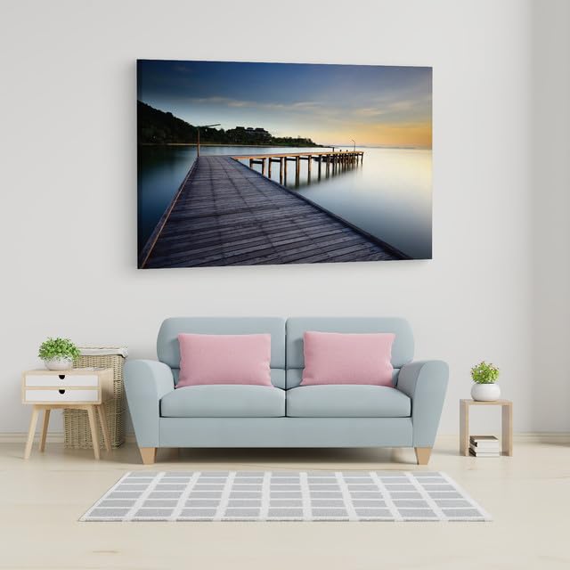 Multicolor_Wooden_Bridge_To_Calm_Ocean,_Wooden_Framed_Canvas_Paintings_|_For_Home_Decor_|_Bedroom,_Living_Room,Wall_Decoration_|_Wall_Art_Painting,_Ct0659,_Size_16_X_24_In