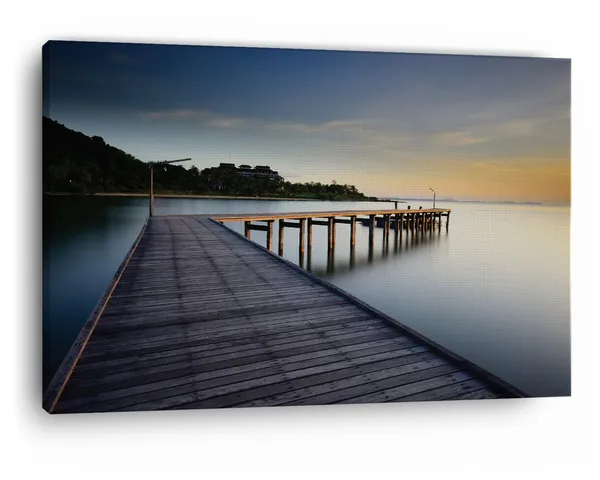 Multicolor_Wooden_Bridge_To_Calm_Ocean,_Wooden_Framed_Canvas_Paintings_|_For_Home_Decor_|_Bedroom,_Living_Room,Wall_Decoration_|_Wall_Art_Painting,_Ct0659,_Size_16_X_24_In