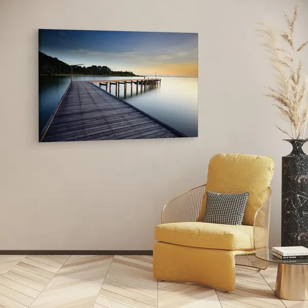 Multicolor_Wooden_Bridge_To_Calm_Ocean,_Wooden_Framed_Canvas_Paintings_|_For_Home_Decor_|_Bedroom,_Living_Room,Wall_Decoration_|_Wall_Art_Painting,_Ct0659,_Size_16_X_24_In