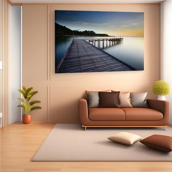 Multicolor_Wooden_Bridge_To_Calm_Ocean,_Wooden_Framed_Canvas_Paintings_|_For_Home_Decor_|_Bedroom,_Living_Room,Wall_Decoration_|_Wall_Art_Painting,_Ct0659,_Size_16_X_24_In