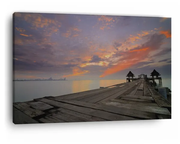 Multicolor_Twilight_Sunset_Wood_Bridge_At_Djittabhawan,_Wooden_Framed_Canvas_Paitings_|_For_Home_Decor_|_Bedroom,_Living_Room,Wall_Decoration_|_Wall_Art_Painting,_Ct0660,_Size_16_X_24_In