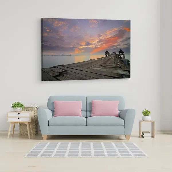 Multicolor_Twilight_Sunset_Wood_Bridge_At_Djittabhawan,_Wooden_Framed_Canvas_Paitings_|_For_Home_Decor_|_Bedroom,_Living_Room,Wall_Decoration_|_Wall_Art_Painting,_Ct0660,_Size_16_X_24_In