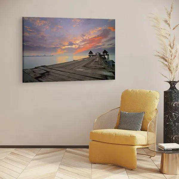 Multicolor_Twilight_Sunset_Wood_Bridge_At_Djittabhawan,_Wooden_Framed_Canvas_Paitings_|_For_Home_Decor_|_Bedroom,_Living_Room,Wall_Decoration_|_Wall_Art_Painting,_Ct0660,_Size_16_X_24_In