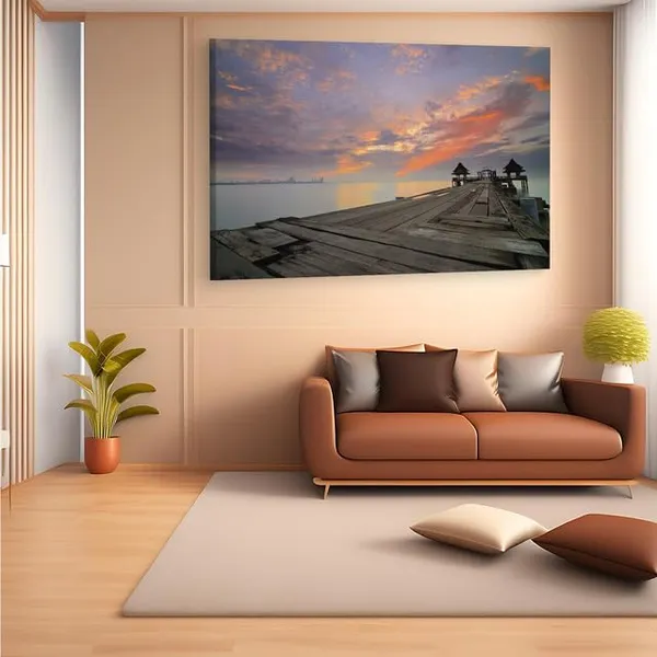 Multicolor_Twilight_Sunset_Wood_Bridge_At_Djittabhawan,_Wooden_Framed_Canvas_Paitings_|_For_Home_Decor_|_Bedroom,_Living_Room,Wall_Decoration_|_Wall_Art_Painting,_Ct0660,_Size_16_X_24_In