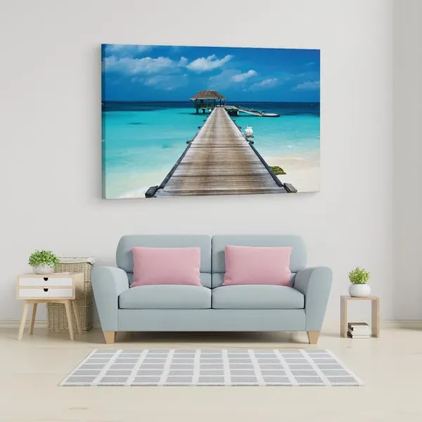 Multicolor_Tropical_Pier,_Wooden_Framed_Canvas_Paintings_|_For_Home_Decor_|_Bedroom,_Living_Room,Wall_Decoration_|_Wall_Art_Painting,_Ct0662,_Size_16_X_24_In