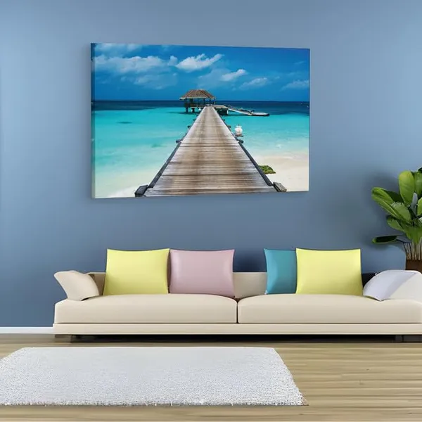 Multicolor_Tropical_Pier,_Wooden_Framed_Canvas_Paintings_|_For_Home_Decor_|_Bedroom,_Living_Room,Wall_Decoration_|_Wall_Art_Painting,_Ct0662,_Size_16_X_24_In