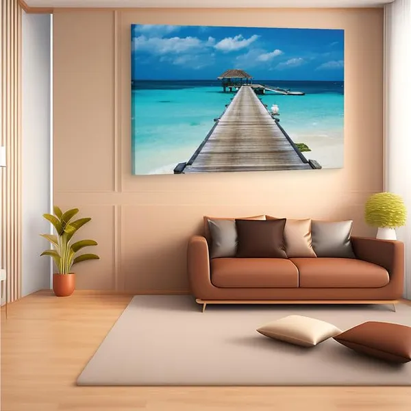 Multicolor_Tropical_Pier,_Wooden_Framed_Canvas_Paintings_|_For_Home_Decor_|_Bedroom,_Living_Room,Wall_Decoration_|_Wall_Art_Painting,_Ct0662,_Size_16_X_24_In