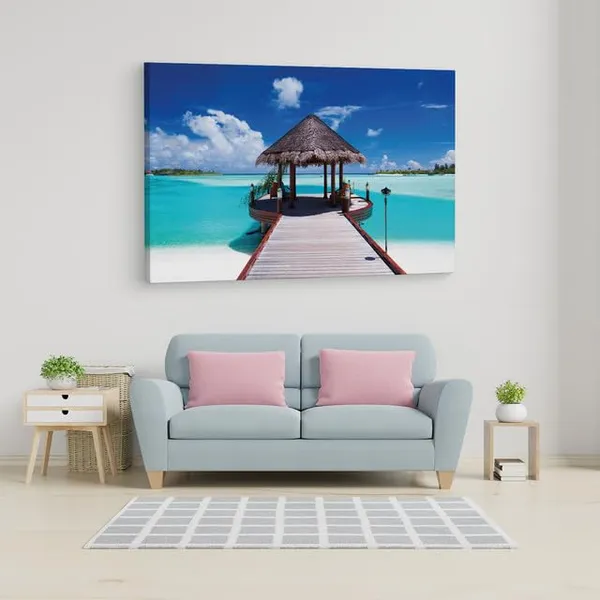 Multicolor_Jetty_With_Amazing_Ocean_Wall_Mural,_Wooden_Framed_Canvas_Paintings_|_For_Home_Decor_|_Bedroom,_Living_Room,Wall_Decoration_|_Wall_Art_Painting,_Ct0665,_Size_16_X_24_In