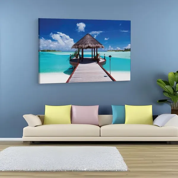 Multicolor_Jetty_With_Amazing_Ocean_Wall_Mural,_Wooden_Framed_Canvas_Paintings_|_For_Home_Decor_|_Bedroom,_Living_Room,Wall_Decoration_|_Wall_Art_Painting,_Ct0665,_Size_16_X_24_In