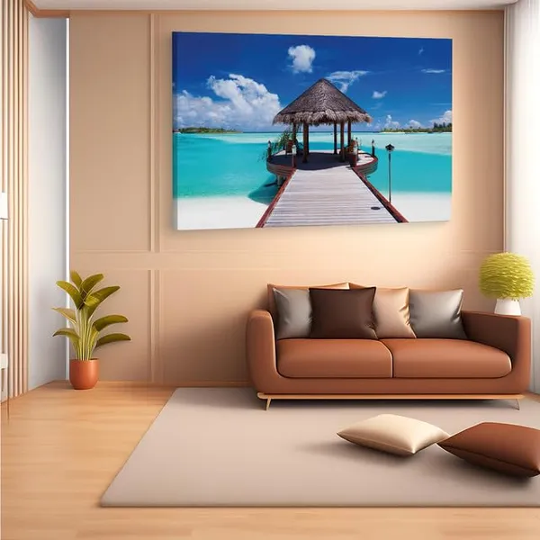 Multicolor_Jetty_With_Amazing_Ocean_Wall_Mural,_Wooden_Framed_Canvas_Paintings_|_For_Home_Decor_|_Bedroom,_Living_Room,Wall_Decoration_|_Wall_Art_Painting,_Ct0665,_Size_16_X_24_In