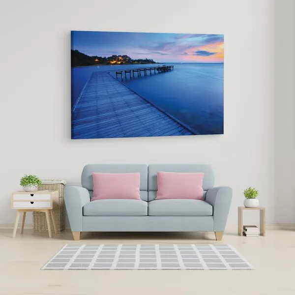 Multicolor_Wood_Bridge_Pier_Into_Blue_Sea,_Wooden_Framed_Canvas_Paintings_|_For_Home_Decor_|_Bedroom,_Living_Room,Wall_Decoration_|_Wall_Art_Painting,_Ct0666,_Size_16_X_24_In