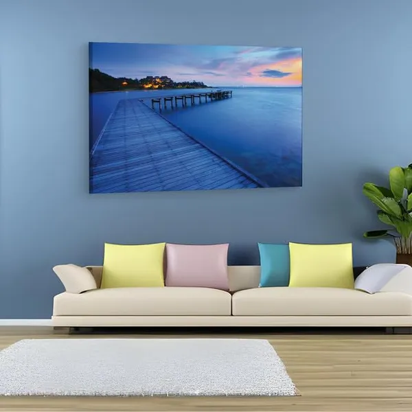 Multicolor_Wood_Bridge_Pier_Into_Blue_Sea,_Wooden_Framed_Canvas_Paintings_|_For_Home_Decor_|_Bedroom,_Living_Room,Wall_Decoration_|_Wall_Art_Painting,_Ct0666,_Size_16_X_24_In