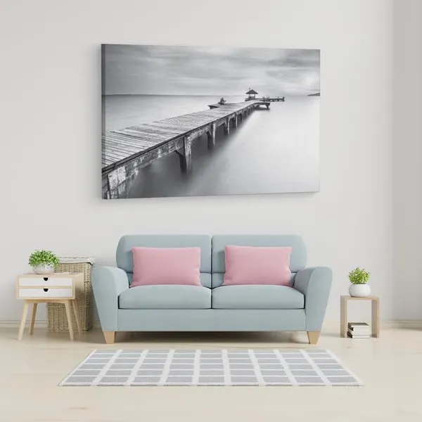 Multicolor_Wooden_Sea_Bridge_Seascape,_Wooden_Framed_Canvas_Paintings_|_For_Home_Decor_|_Bedroom,_Living_Room,Wall_Decoration_|_Wall_Art_Painting,_Ct0670,_Size_16_X_24_In