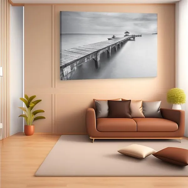 Multicolor_Wooden_Sea_Bridge_Seascape,_Wooden_Framed_Canvas_Paintings_|_For_Home_Decor_|_Bedroom,_Living_Room,Wall_Decoration_|_Wall_Art_Painting,_Ct0670,_Size_16_X_24_In