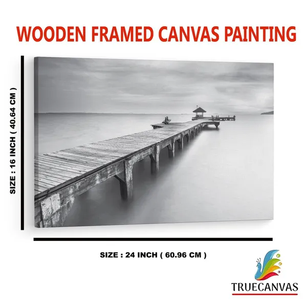 Multicolor_Wooden_Sea_Bridge_Seascape,_Wooden_Framed_Canvas_Paintings_|_For_Home_Decor_|_Bedroom,_Living_Room,Wall_Decoration_|_Wall_Art_Painting,_Ct0670,_Size_16_X_24_In
