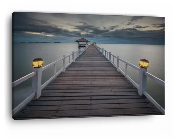 Multicolor_Port_Bay_Wooden_Bridge_Sunset,_Wooden_Framed_Canvas_Paintings_|_For_Home_Decor_|_Bedroom,_Living_Room,Wall_Decoration_|_Wall_Art_Painting,_Ct0674,_Size_16_X_24_In