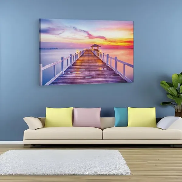 Multicolor_Wedding_Photography_Backdrops_Seaside_Bridge,_Wooden_Framed_Canvas_Paintings_|_For_Home_Decor_|_Bedroom,_Living_Room,Wall_Decoration_|_Wall_Art_Painting,_Ct0677,_Size_16_X_24_In