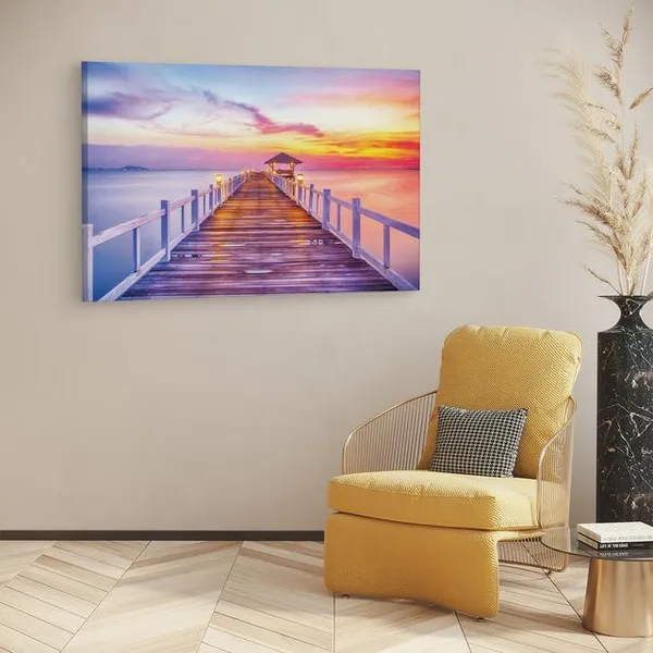 Multicolor_Wedding_Photography_Backdrops_Seaside_Bridge,_Wooden_Framed_Canvas_Paintings_|_For_Home_Decor_|_Bedroom,_Living_Room,Wall_Decoration_|_Wall_Art_Painting,_Ct0677,_Size_16_X_24_In