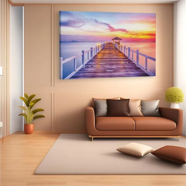 Multicolor_Wedding_Photography_Backdrops_Seaside_Bridge,_Wooden_Framed_Canvas_Paintings_|_For_Home_Decor_|_Bedroom,_Living_Room,Wall_Decoration_|_Wall_Art_Painting,_Ct0677,_Size_16_X_24_In