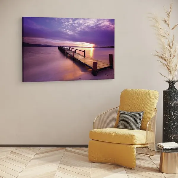 Multicolor_Sunset_Lake_Boardwalk,_Wooden_Framed_Canvas_Paintings_|_For_Home_Decor_|_Bedroom,_Living_Room,Wall_Decoration_|_Wall_Art_Painting,_Ct0679,_Size_16_X_24_In