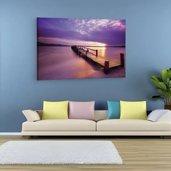 Multicolor_Sunset_Lake_Boardwalk,_Wooden_Framed_Canvas_Paintings_|_For_Home_Decor_|_Bedroom,_Living_Room,Wall_Decoration_|_Wall_Art_Painting,_Ct0679,_Size_16_X_24_In