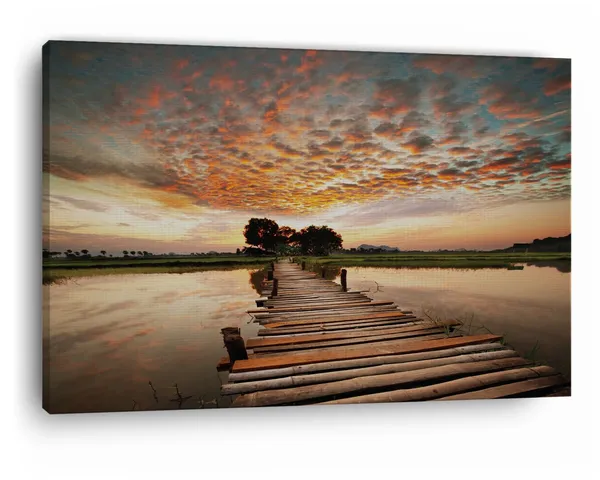 Multicolor_Stairway_To_Heaven'S_Sunset',_Wooden_Framed_Canvas_Paintings_|_For_Home_Decor_|_Bedroom,_Living_Room,Wall_Decoration_|_Wall_Art_Painting,_Ct0683,_Size_16_X_24_In