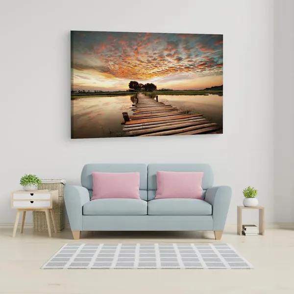 Multicolor_Stairway_To_Heaven'S_Sunset',_Wooden_Framed_Canvas_Paintings_|_For_Home_Decor_|_Bedroom,_Living_Room,Wall_Decoration_|_Wall_Art_Painting,_Ct0683,_Size_16_X_24_In