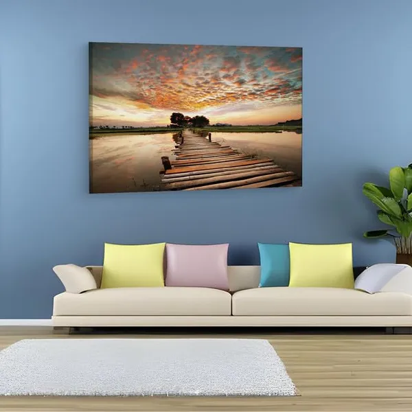 Multicolor_Stairway_To_Heaven'S_Sunset',_Wooden_Framed_Canvas_Paintings_|_For_Home_Decor_|_Bedroom,_Living_Room,Wall_Decoration_|_Wall_Art_Painting,_Ct0683,_Size_16_X_24_In