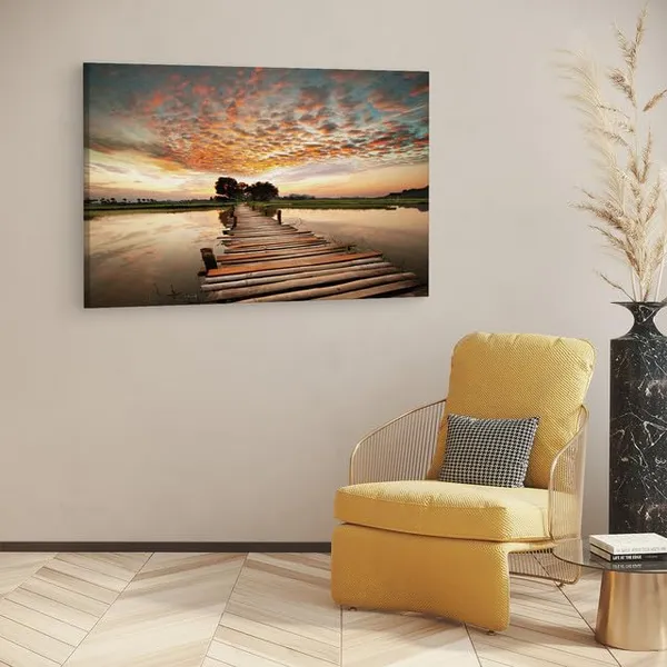 Multicolor_Stairway_To_Heaven'S_Sunset',_Wooden_Framed_Canvas_Paintings_|_For_Home_Decor_|_Bedroom,_Living_Room,Wall_Decoration_|_Wall_Art_Painting,_Ct0683,_Size_16_X_24_In