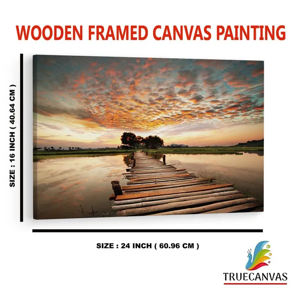 Multicolor_Stairway_To_Heaven'S_Sunset',_Wooden_Framed_Canvas_Paintings_|_For_Home_Decor_|_Bedroom,_Living_Room,Wall_Decoration_|_Wall_Art_Painting,_Ct0683,_Size_16_X_24_In