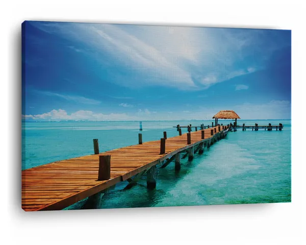 Multicolor_Tropic_Paradise_Jetty_Mexico,_Wooden_Framed_Canvas_Paintings_|_For_Home_Decor_|_Bedroom,_Living_Room,Wall_Decoration_|_Wall_Art_Painting,_Ct0684,_Size_16_X_24_In