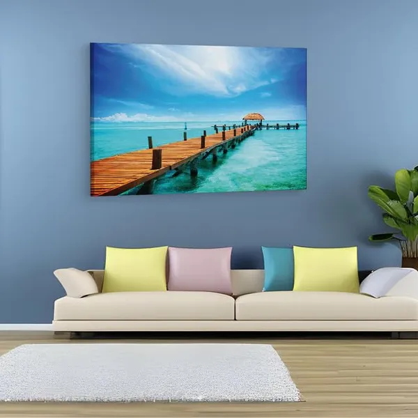 Multicolor_Tropic_Paradise_Jetty_Mexico,_Wooden_Framed_Canvas_Paintings_|_For_Home_Decor_|_Bedroom,_Living_Room,Wall_Decoration_|_Wall_Art_Painting,_Ct0684,_Size_16_X_24_In
