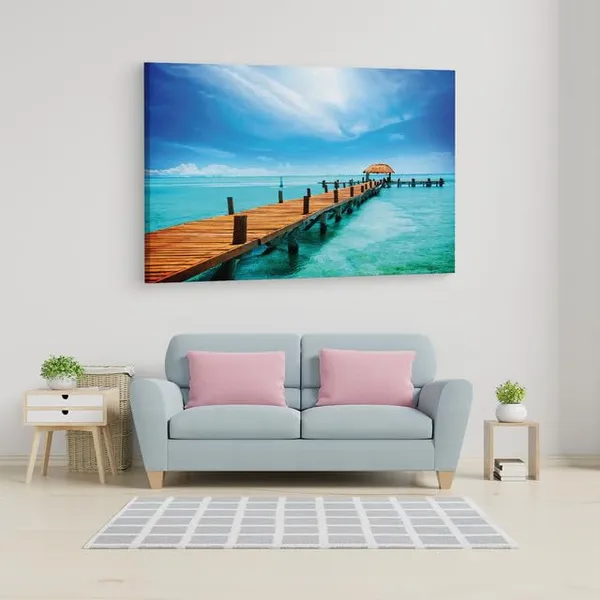 Multicolor_Tropic_Paradise_Jetty_Mexico,_Wooden_Framed_Canvas_Paintings_|_For_Home_Decor_|_Bedroom,_Living_Room,Wall_Decoration_|_Wall_Art_Painting,_Ct0684,_Size_16_X_24_In