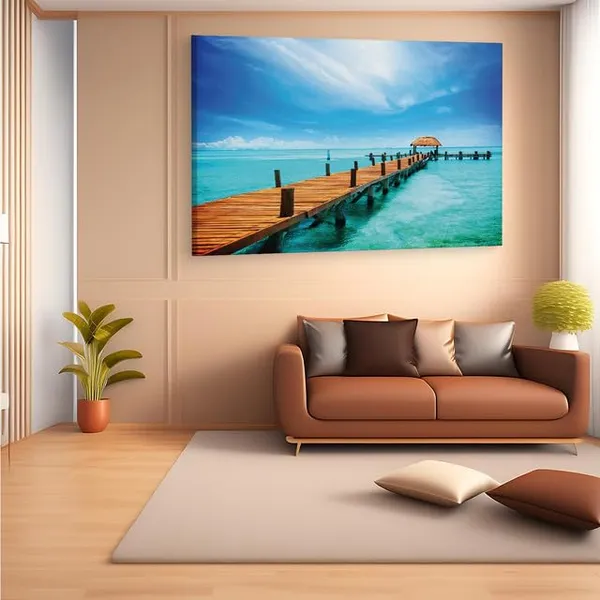 Multicolor_Tropic_Paradise_Jetty_Mexico,_Wooden_Framed_Canvas_Paintings_|_For_Home_Decor_|_Bedroom,_Living_Room,Wall_Decoration_|_Wall_Art_Painting,_Ct0684,_Size_16_X_24_In
