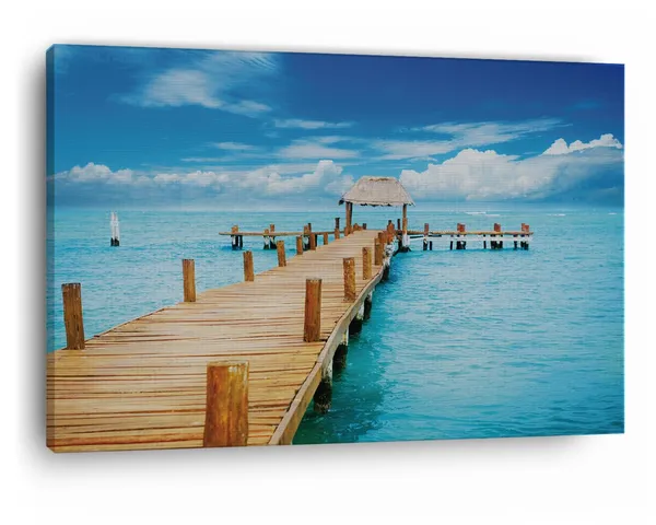 Multicolor_Tropical_Ocean_Pier_Wall_Mural,_Wooden_Framed_Canvas_Paintings_|_For_Home_Decor_|_Bedroom,_Living_Room,Wall_Decoration_|_Wall_Art_Painting,_Ct0685,_Size_16_X_24_In