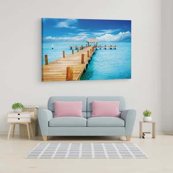 Multicolor_Tropical_Ocean_Pier_Wall_Mural,_Wooden_Framed_Canvas_Paintings_|_For_Home_Decor_|_Bedroom,_Living_Room,Wall_Decoration_|_Wall_Art_Painting,_Ct0685,_Size_16_X_24_In