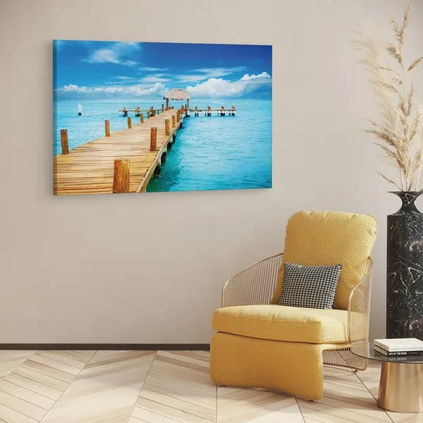 Multicolor_Tropical_Ocean_Pier_Wall_Mural,_Wooden_Framed_Canvas_Paintings_|_For_Home_Decor_|_Bedroom,_Living_Room,Wall_Decoration_|_Wall_Art_Painting,_Ct0685,_Size_16_X_24_In