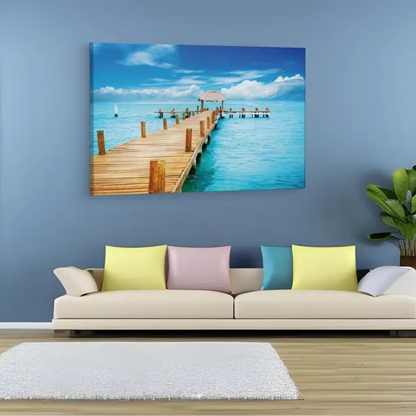 Multicolor_Tropical_Ocean_Pier_Wall_Mural,_Wooden_Framed_Canvas_Paintings_|_For_Home_Decor_|_Bedroom,_Living_Room,Wall_Decoration_|_Wall_Art_Painting,_Ct0685,_Size_16_X_24_In
