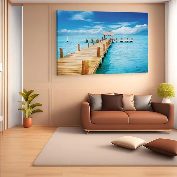 Multicolor_Tropical_Ocean_Pier_Wall_Mural,_Wooden_Framed_Canvas_Paintings_|_For_Home_Decor_|_Bedroom,_Living_Room,Wall_Decoration_|_Wall_Art_Painting,_Ct0685,_Size_16_X_24_In