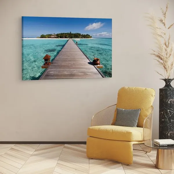 Multicolor_Plyazh_Ostrov,_Wooden_Framed_Canvas_Paintings_|_For_Home_Decor_|_Bedroom,_Living_Room,Wall_Decoration_|_Wall_Art_Painting,_Ct0688,_Size_16_X_24_In
