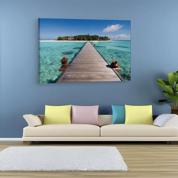 Multicolor_Plyazh_Ostrov,_Wooden_Framed_Canvas_Paintings_|_For_Home_Decor_|_Bedroom,_Living_Room,Wall_Decoration_|_Wall_Art_Painting,_Ct0688,_Size_16_X_24_In