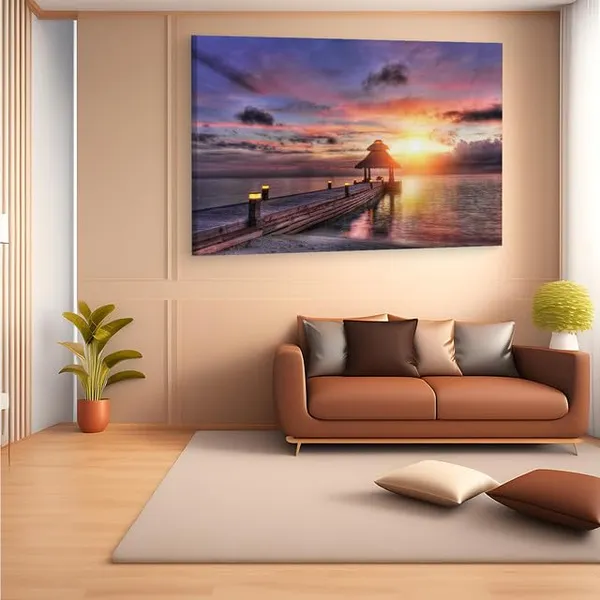 Multicolor_Papermoon_Fototapete_??aldives_Sunset?,_Wooden_Framed_Canvas_Paintings_|_For_Home_Decor_|_Bedroom,_Living_Room,Wall_Decoration_|_Wall_Art_Painting,_Ct0690,_Size_16_X_24_In