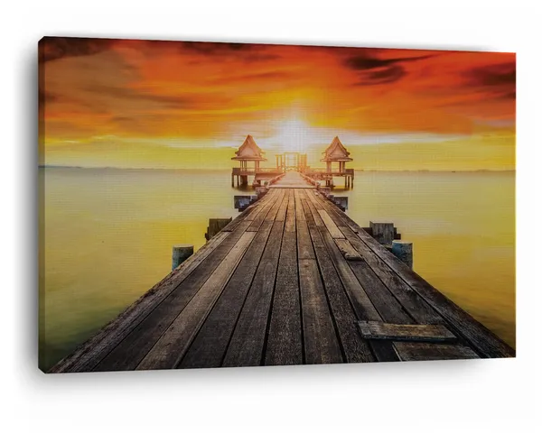 Multicolor_Wooded_Bridge_In_The_Port,_Wooden_Framed_Canvas_Paintings_|_For_Home_Decor_|_Bedroom,_Living_Room,Wall_Decoration_|_Wall_Art_Painting,_Ct0692,_Size_16_X_24_In