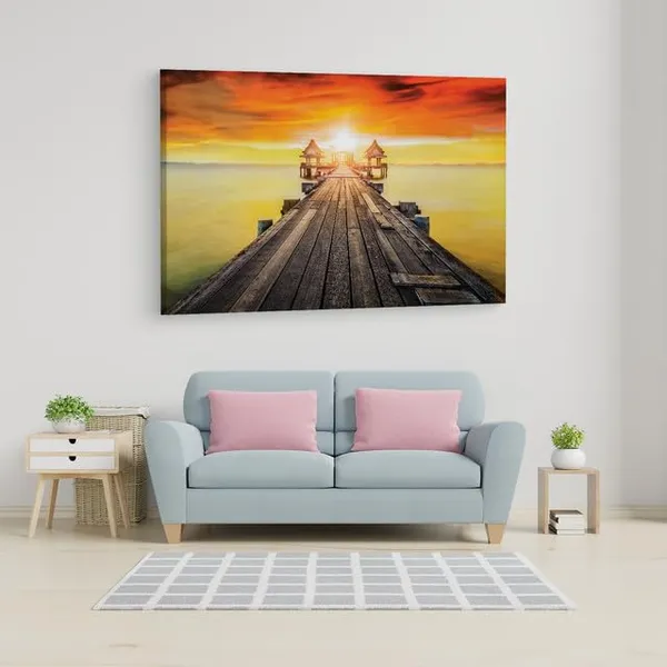 Multicolor_Wooded_Bridge_In_The_Port,_Wooden_Framed_Canvas_Paintings_|_For_Home_Decor_|_Bedroom,_Living_Room,Wall_Decoration_|_Wall_Art_Painting,_Ct0692,_Size_16_X_24_In