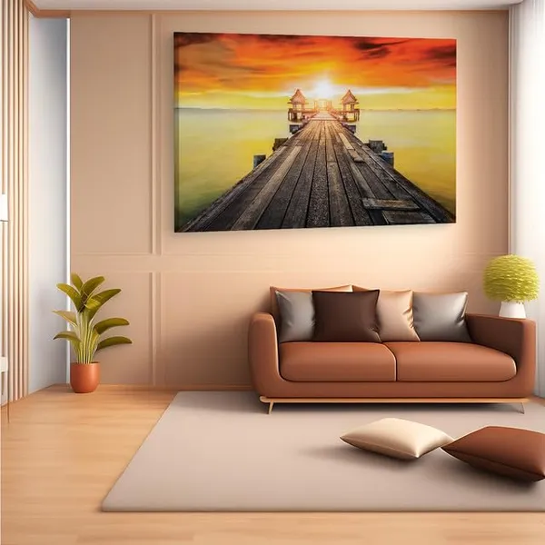 Multicolor_Wooded_Bridge_In_The_Port,_Wooden_Framed_Canvas_Paintings_|_For_Home_Decor_|_Bedroom,_Living_Room,Wall_Decoration_|_Wall_Art_Painting,_Ct0692,_Size_16_X_24_In