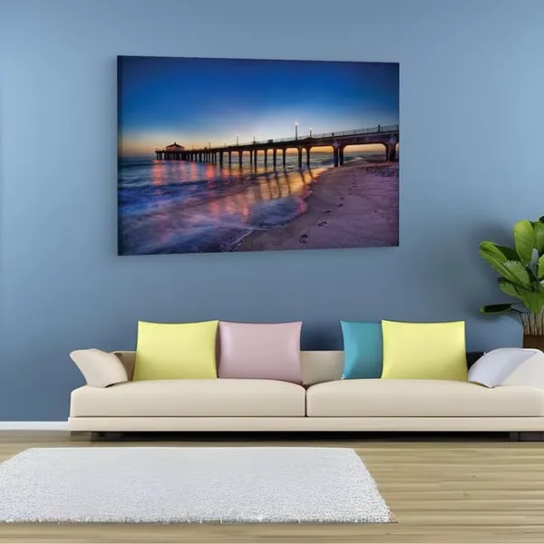 Multicolor_Manhattan_Beach_Bridge,_Wooden_Framed_Canvas_Paintings_|_For_Home_Decor_|_Bedroom,_Living_Room,Wall_Decoration_|_Wall_Art_Painting,_Ct0694,_Size_16_X_24_In