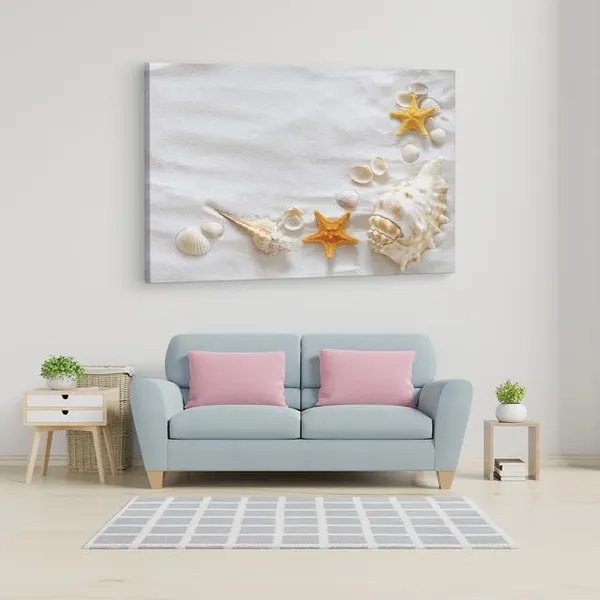 Multicolor_Yopriceville_Sand_And_Shells,_Wooden_Framed_Canvas_Paintings_|_For_Home_Decor_|_Bedroom,_Living_Room,Wall_Decoration_|_Wall_Art_Painting,_Ct0697,_Size_16_X_24_In