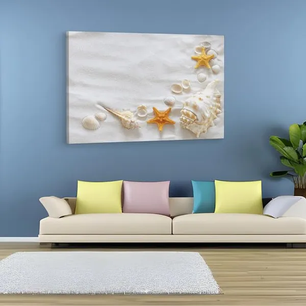 Multicolor_Yopriceville_Sand_And_Shells,_Wooden_Framed_Canvas_Paintings_|_For_Home_Decor_|_Bedroom,_Living_Room,Wall_Decoration_|_Wall_Art_Painting,_Ct0697,_Size_16_X_24_In